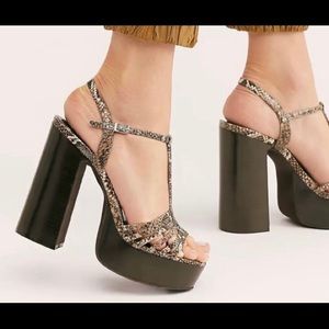 FREE PEOPLE, JEFFREY CAMPBELL — HIGH HEELS WITH T-BAR ANKLE STRAP, SIZE 9